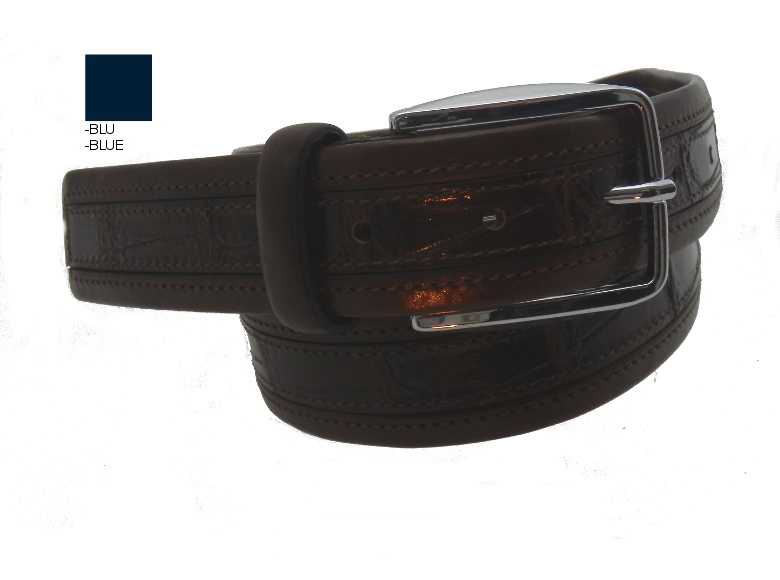 Cintura in pelle - blu - mm35